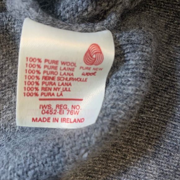 Quill's Woollen Market 100% Gray Wool Made in Ireland Sweater Sz L Unisex - Picture 4 of 5